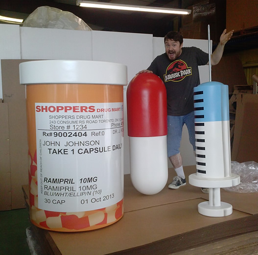 Oversized - Big - Prescirtion Bottle and medical products for a Trade Show Display