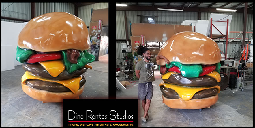 giant cheeseburger hamburger foam scenic sculpture prop and displays