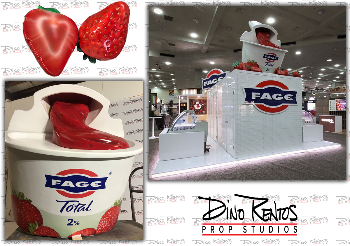 Large Custom Food Replica Strawberry Yogurt Cup for retail display tradeshows and corporate events