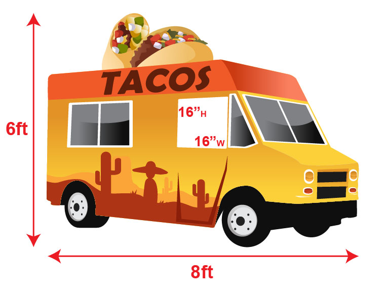 Taco Truck Cardboard Cutout Standup Prop - Dino Rentos Studios, INC.