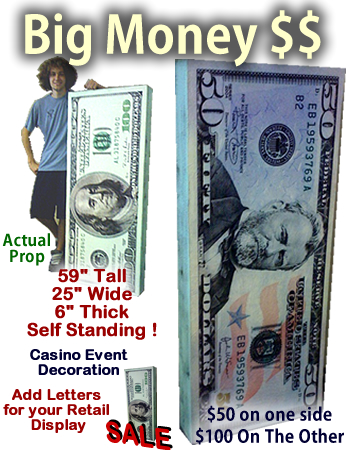 Big Money 100$ & 50$ Self Standing Foam Prop Display