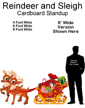  Reindeer and Sleigh Cardboard Cutout Standup Prop
