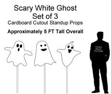 Scary White Ghost Cardboard Cutout Standup (Set of 3)