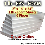 EPS Foam Sheets - 1 lb Density - 2x16x24 - 6 pieces